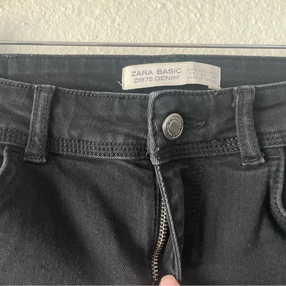 Zara Basic Z1975 Mid-Rise Denim Skinny Jeans Women’s 4 Black Stretch Casual - Picture 6 of 13
